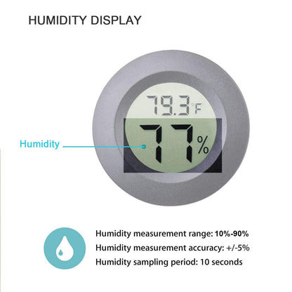 2-Pack Mini Hygrometer Thermometer Fahrenheit or Celsius Meter Digital LCD Monitor Indoor Room Round Humidity Temperature Gauge for 3D Printers Guitar Case Greenhouse Babyroom Reptile Incubator
