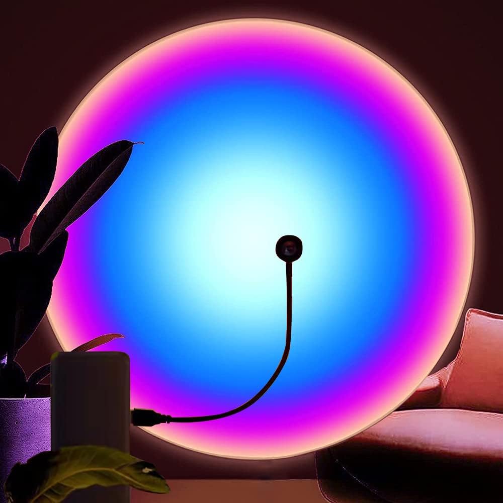 EIUY Sunset Lamp, Projector Sunset Light LED Projection Night Light 360 Degree Rotation Romantic Rainbow Light USB Charging for
