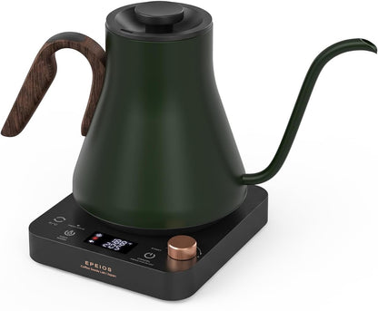 Epeios Electric Kettle, Gooseneck Electric Kettle with ±1°F Temperature Control, 1200W Rapid Heating for Pour Over Coffee & Tea, 304 Stainless Steel Interior, Auto Shut-Off, 0.9L, Black