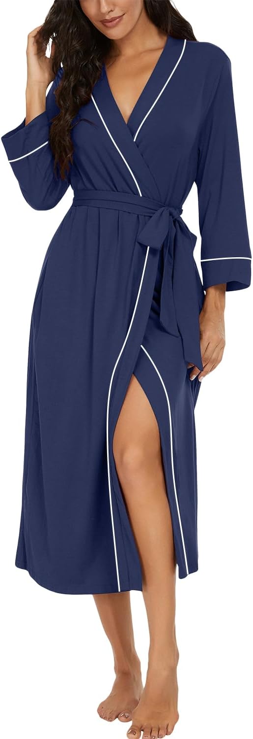 PrinStory Robes for Women 3/4 Sleeve Long Bath Robe XS-4XL