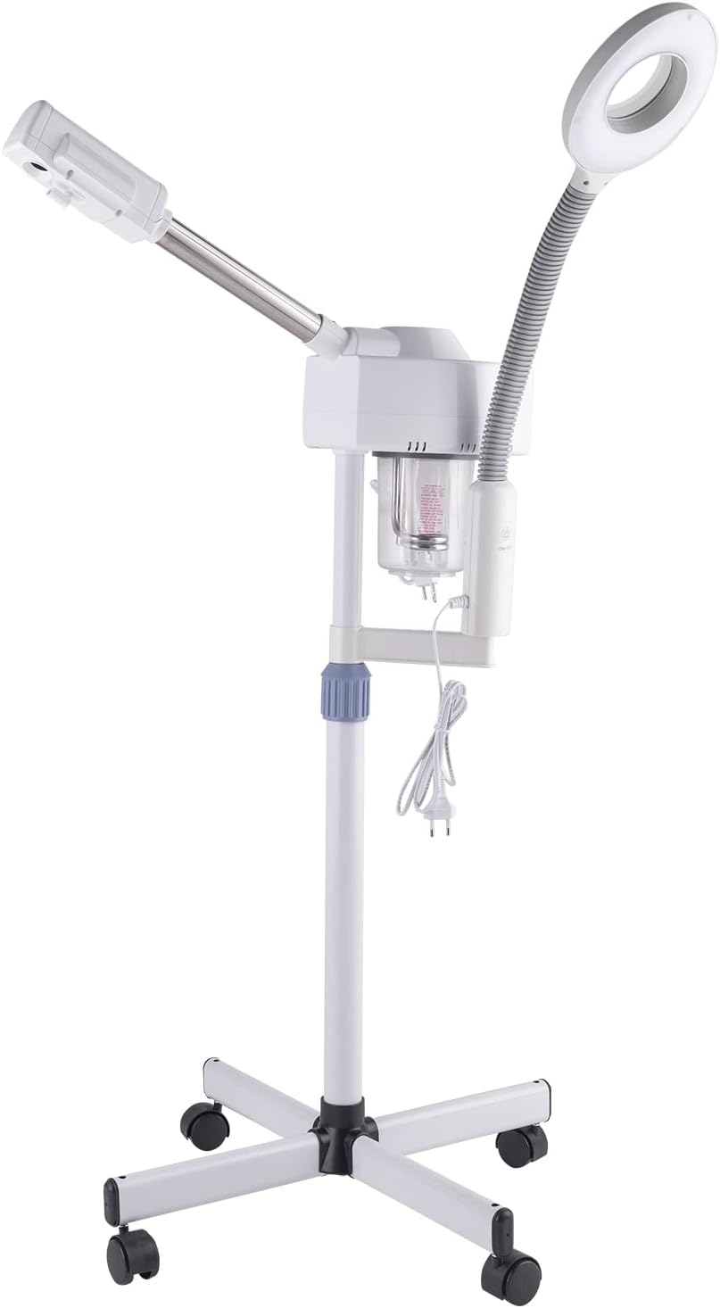 Winado 2 in 1 Facial Steamer with 5X Magnification Light, Deep Cleaning for Personal Skin Care, Beautician Steamer Professional Humidifier Facial Spa Mist Steam for Home & Beauty Salon, White