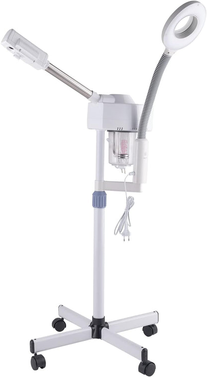 Winado 2 in 1 Facial Steamer with 5X Magnification Light, Deep Cleaning for Personal Skin Care, Beautician Steamer Professional Humidifier Facial Spa Mist Steam for Home & Beauty Salon, White