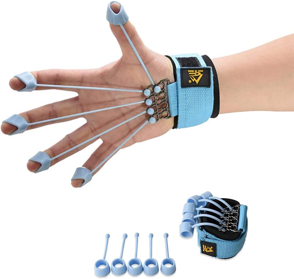 Finger Strengthener Hand Grip Strength Trainer Finger Extension Stretcher Exerciser Hand Rehab Work Out Relieve Pain Arthritis and Grip Training Kit 10LB+40LB