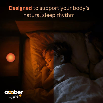 Amber Light + Pebble - Rechargeable Sleep Lamp, Blue Light Free Night Lamp for Bedtime Reading, 1000mAh Battery, Melatonin-Friendly Ambient Glow, 3.5 Inch (Amber)