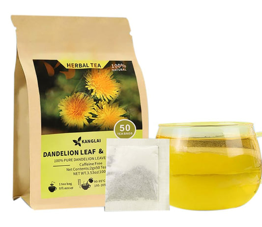 Kuting Premium Dandelion Leaf and Root Tea Bags, 100% Natural Dandelion Tea, Sugar Free, Gluten Free, Soy Free, Non-GMO, 50 Count Round Eco-Conscious Teabags