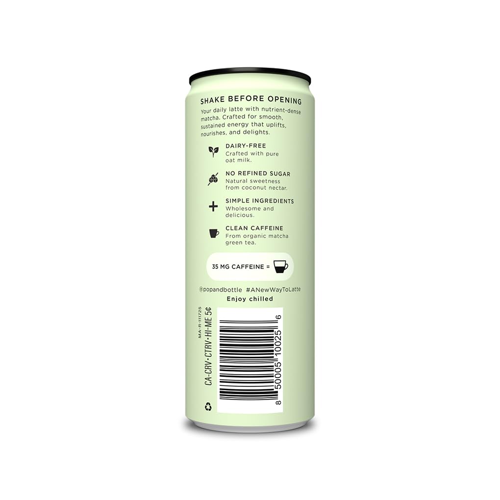 Pop & Bottle - Oat Milk Lattes, Butterfly Pea & Matcha, 8 Fl Oz (12 Pack)