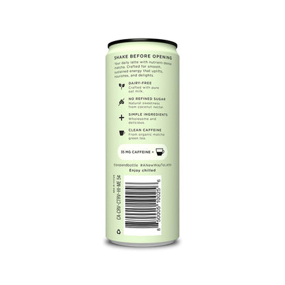 Pop & Bottle - Oat Milk Lattes, Butterfly Pea & Matcha, 8 Fl Oz (12 Pack)