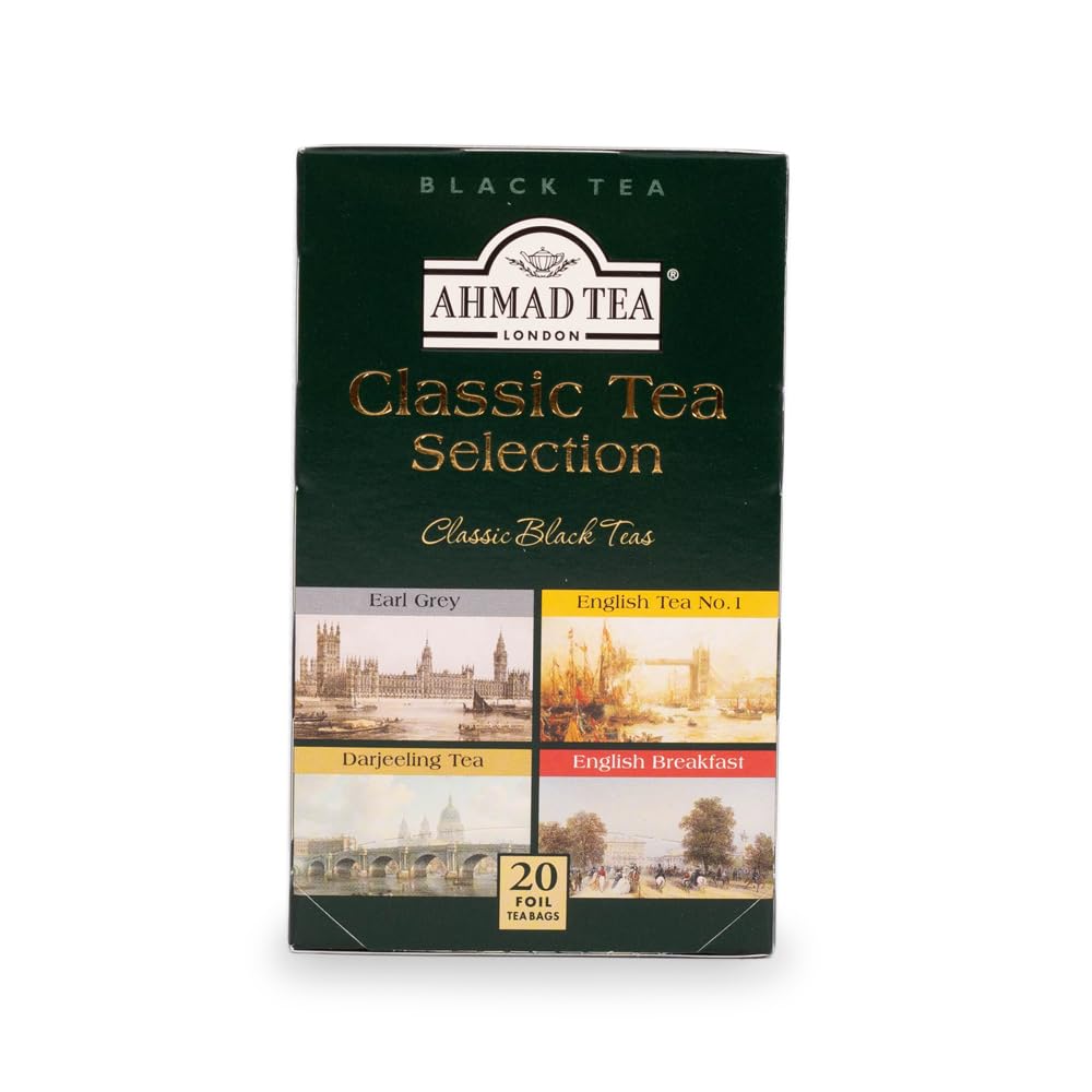 Ahmad Tea Variety Gift Box, 60 Foil Enveloped Teabags, Twelve Teas, 1 Count