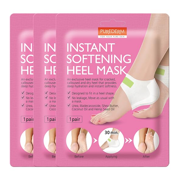 Purederm Exfoliating Foot Peeling Mask & Foot Peel for Dry Cracked Heels (1 Pack) – Dead Skin & Callus Remover for Feet, Rough Skin Care for Baby Soft Feet