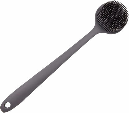 Long Handle Silicone Body Scrubber for Shower, Dual-Sided Back Scrubber Brush with Soft Bristles&Massage Nodes, Exfoliating Bath Brush for Hard to Reach Areas, Easy to Clean & Quick Dry, for Daily Use