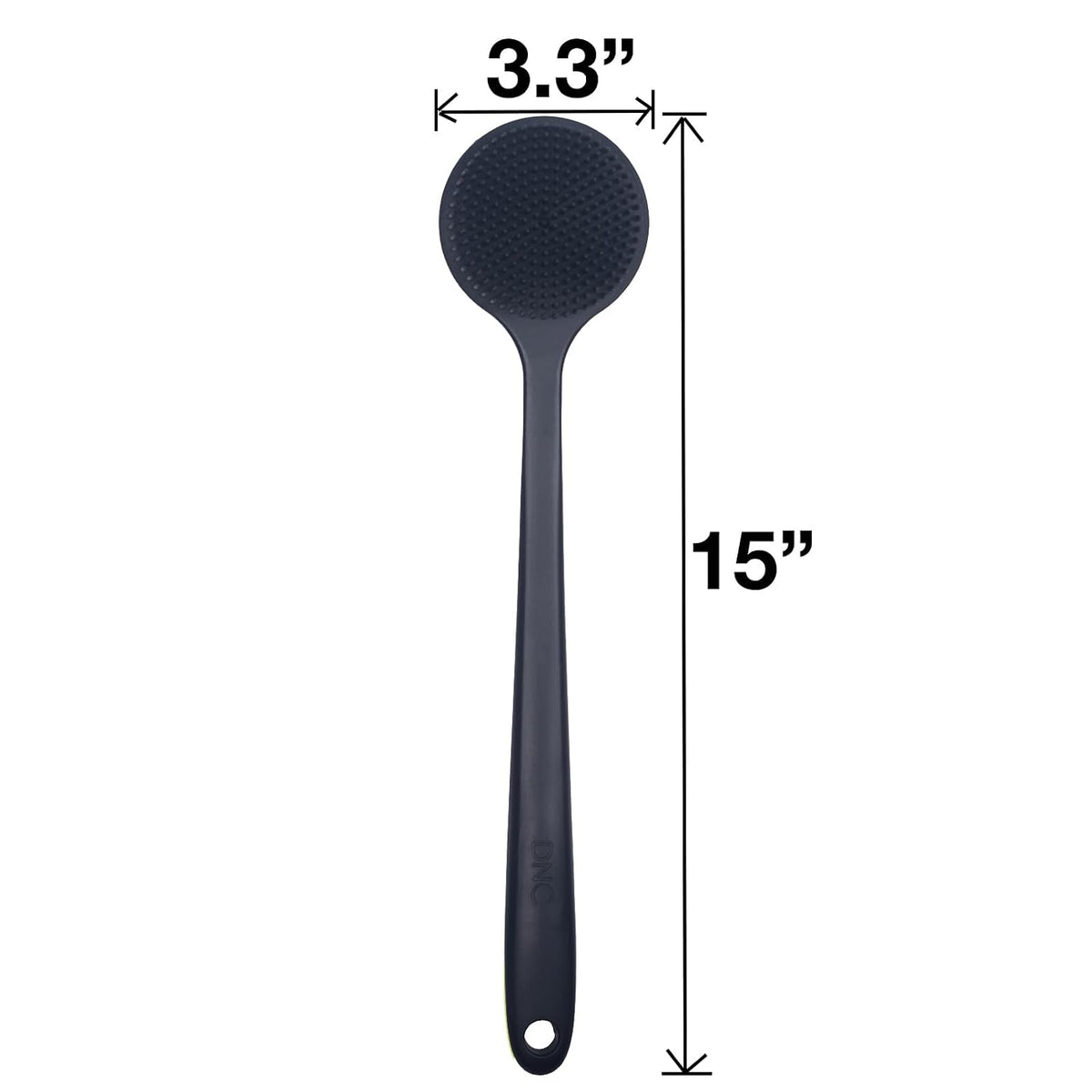 DNC Back Scrubber for Shower Soft Silicone Bath Body Brush with Long Handle (Black)
