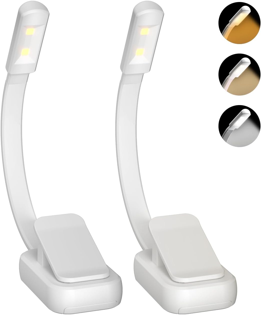 Book Light,Reading Lights for Books in Bed,AAA Battery Clip-On Led Reading Light with 3 Colors & Stepless Dimming,Portable and Ultra-Lightweight with Long Runtime(DarkBlack)