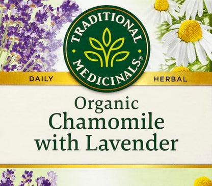Traditional Medicinals Organic Chamomile with Lavender Herbal Tea (Pack of 1), Calms the Nervous System, 16 Tea Bags