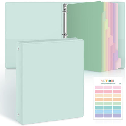 SKYDUE 1 Inch 3 Ring Binder with 8 Tab Dividers & 24 Labels, Pastel Binder Organizer for Letter Size Paper, Aesthetic School Binder for Notes, Documents, Office & Home Organization, Purple