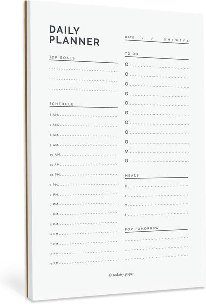 Daily Planner Notepad 5.5" x 8.5" To Do List with Hourly Schedule, Time Block Planning Pad, Desktop To Do List, 50 Sheets by Todaisy Paper
