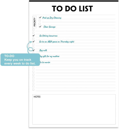 Nokingo To Do List Notepad - 5.5"x8.2", 50 Sheets, To Do Notebook with Check List Organizing, Tear Off, Simple Script, College Ruled To Do Planner for Daily Task