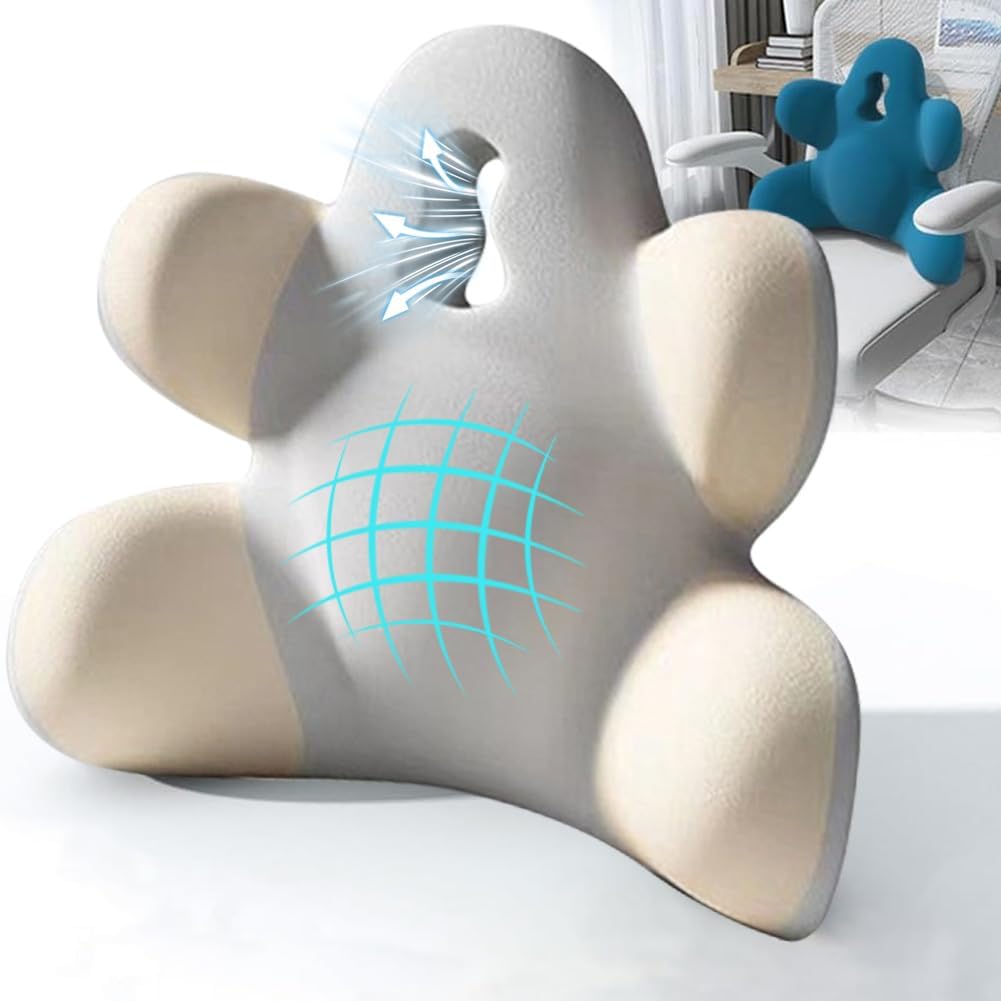 Lumbar Support Pillow for Office Chair, Back Pillow Lumbar Support for Car, Chair, Sofa - Improve Lower Back Pain Relief & Sitting Posture, Memory Foam Back Cushion for Long Sitting (Pink)