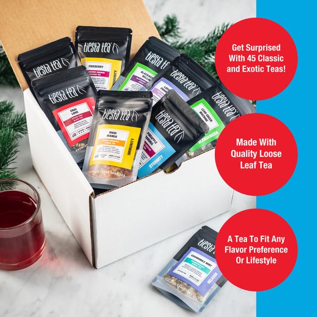 Tiesta Tea - Discovery Sampler Dry Flight Set, Loose Leaf, High to No Caffeine, Hot & Iced Up to 200 Cups, Tea Variety Pack with Green, Herbal, Black & Chai Brew, 20 Resealable Sample Pouches