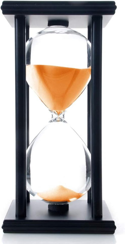 60 Minutes Hourglass, Wood Sand Timer, White | 4 x 4 x 8 inch Sand Clock