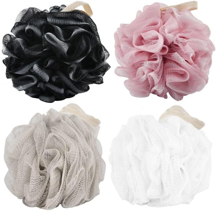 Chuya Bath Sponges Loofahs 70 Grams Large Size,4 Pack Shower Sponge Exfoliating Cleaning Bath Loofa Body Scrubber Balls for Women Men Children Washing