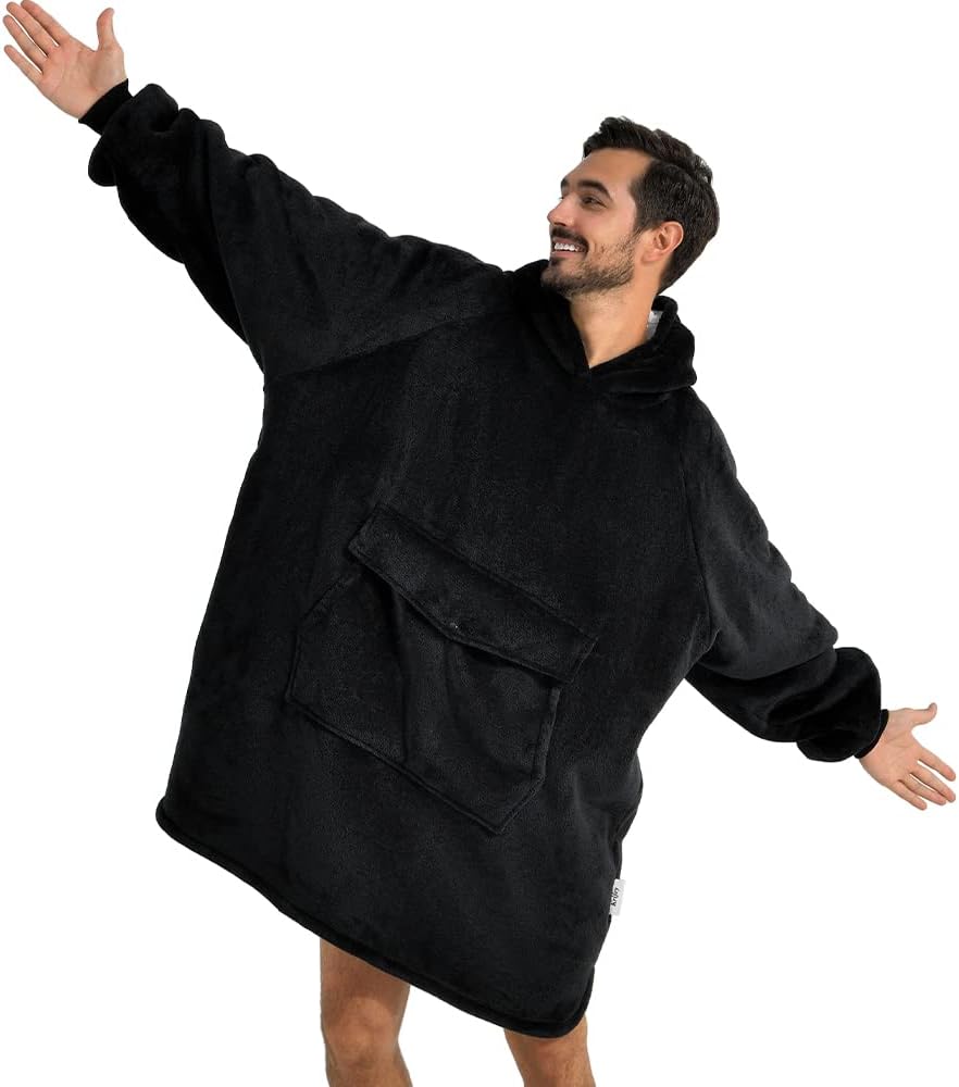 Krifey Wearable Blanket Hoodie, Oversized Sherpa Hooded Blanket for Adults | Soft sherpa fleece with sleeves and pocket; oversized fit for lounging, WFH, camping, Christmas and white elephant gifts.