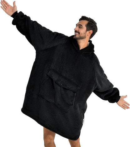 Krifey Wearable Blanket Hoodie, Oversized Sherpa Hooded Blanket for Adults | Soft sherpa fleece with sleeves and pocket; oversized fit for lounging, WFH, camping, Christmas and white elephant gifts.