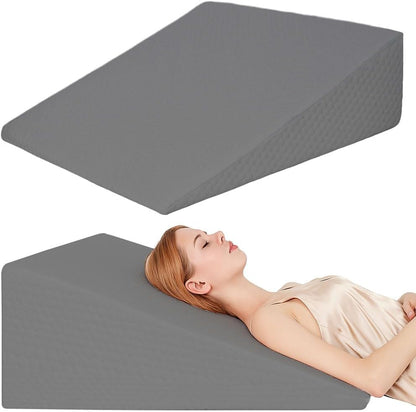 VADSBO Wedge Pillow, Bed Wedge Pillows for Sleeping, Snoring, Back Support, After Surgery, Foam Triangle Pillow, Removable Washable Cover (Gray, 5in)