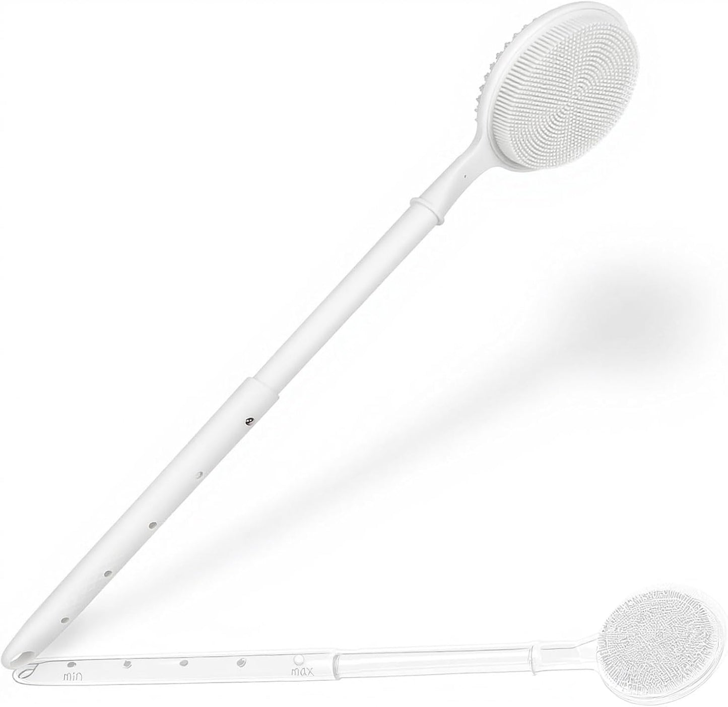 OZNER 24 Inches Silicone Back Scrubber for Shower - Extendable Long Handle Shower Brush with Dual-Sided Bristles - Exfoliating Body Scrubber for Sensitive Skin - Perfect for Men & Women (Black)