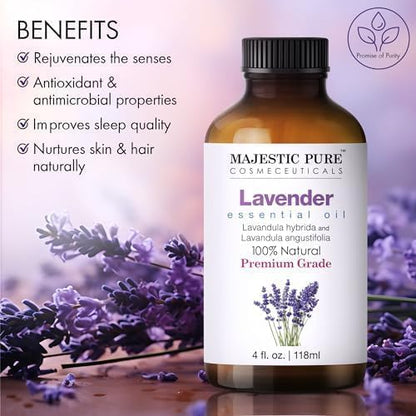 Majestic Pure Lavender Essential Oil for Diffuser - 4 Fl Oz