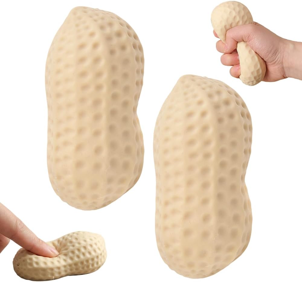 Peanut Shape Stress Relief Ball Soft Squeeze Fidget, TPR Anxiety Relief Hand Grip Decompression Ball for Office Desk Focus Relaxation Portable (1pc)