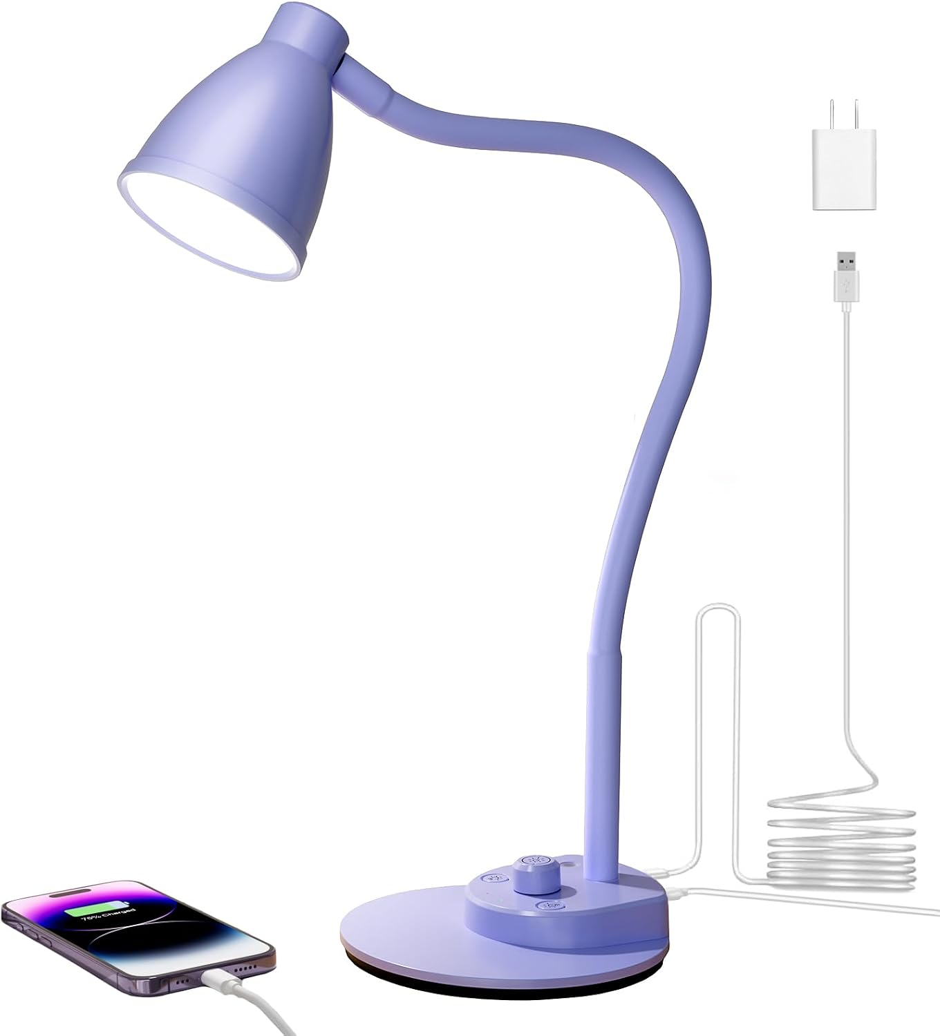 BOHON LED Desk Lamp with USB Charging Port 3 Color Modes Dimmable, Black