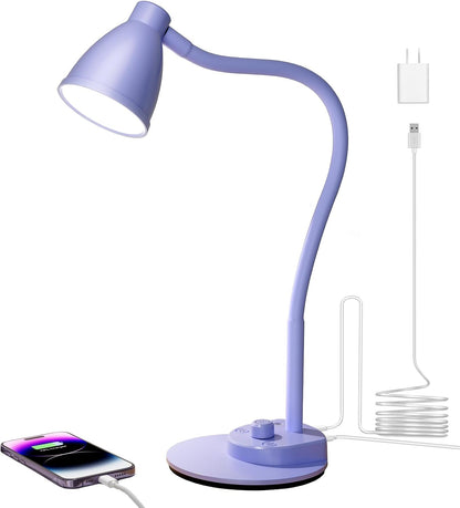 BOHON LED Desk Lamp with USB Charging Port 3 Color Modes Dimmable, Black
