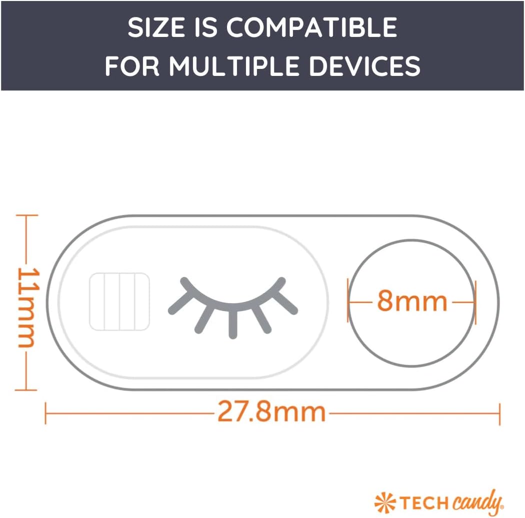 Tech Candy Bad Guy Blocker Webcam Cover Privacy Protector, White - Secure, Thin, Durable, for Computers, Laptops, Tablets, & Smartphones, Easy Application