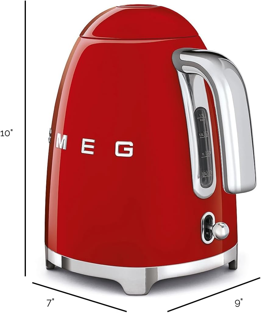 SMEG KLF03 Electric Kettle 1.7L (7 Cup), Retro Hot Water Boiler for Tea & Coffee, Fast Boiling, Auto Shut-Off, Soft Open Lid, 360° Swivel Base Countertop Kettle – Matte Champagne