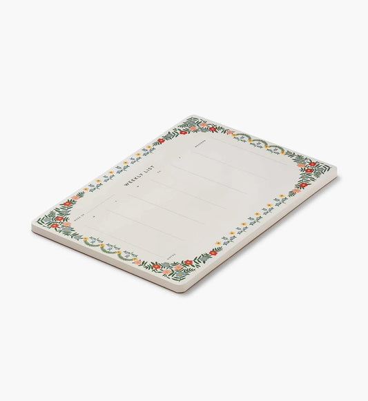 RIFLE PAPER CO. Rosette Weekly Desk Pad 52 Tear-Off Pages, 9.75" L x 6.75" W, Doubles as a Mouse Pad, Helps You Map Out Your Week for a Whole Year, Printed in Full Color