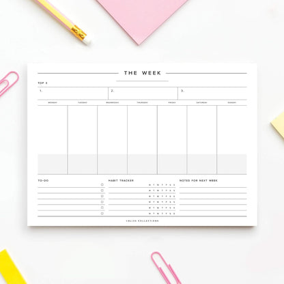 Bliss Collections Weekly Planning Pad, To Do List Notebook - Undated Tear-Off Sheets Notepad - Work Calendar, Organizer, Scheduler for Goals, Tasks - Minimalist, 8.5" x 11", 50 Sheets