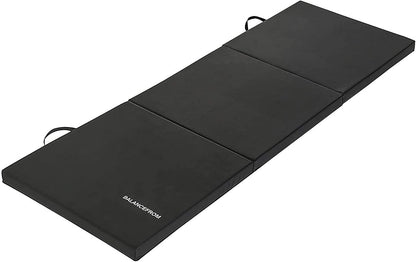 BalanceFrom 6x2 Feet 3-Panel Folding Gymnastics Mat – 2-Inch Thick Pad with Vinyl Surface and Carrying Handles for Tumbling, Yoga, Pilates, Home Workouts, and Martial Arts