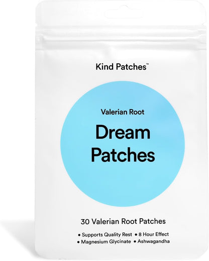 Kind Patches Valerian Root Dream Patches - Sleep Patches - Natural Sleep Aid with Ashwagandha and Magnesium - Overnight Use - 30 Count