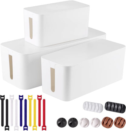 Tuwechen 3 Pack Cable Management Box, Cable Organizer Box to Hide Wires