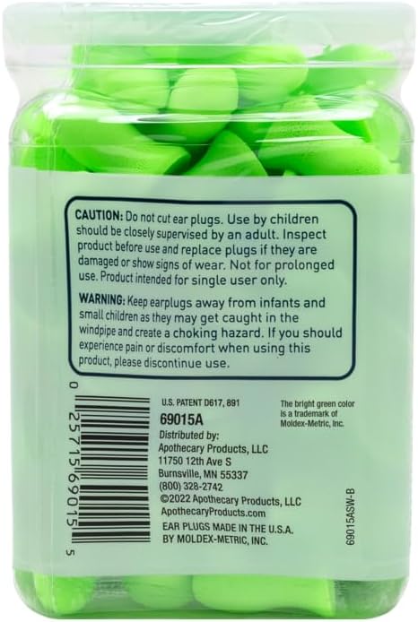 Flents Protechs Foam Ear Plugs, 10 Pair with case Sleeping, Snoring, Loud Noise, Traveling, Concerts, Construction, Studying, Work, Shooting, NRR 33, Noise Cancelling, Green, Made in the USA