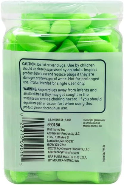 Flents Protechs Foam Ear Plugs, 10 Pair with case Sleeping, Snoring, Loud Noise, Traveling, Concerts, Construction, Studying, Work, Shooting, NRR 33, Noise Cancelling, Green, Made in the USA