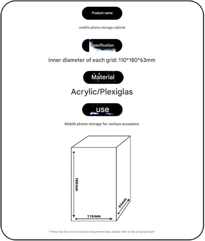 Cell Phone Locker Box - Acrylic Wall-Mounted with Locks and Keys, Secure Storage Cabinet for Office, Classroom, Gyms