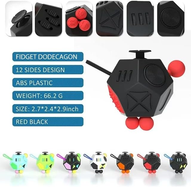 Fidget Dodecagon-12 Sided Fidget Toy Stress Relief Cube for Children and Adults, Silent Compact Classroom Gifts Stocking Stuffers for Teen Boys, Kids(B3 Blue Sky)