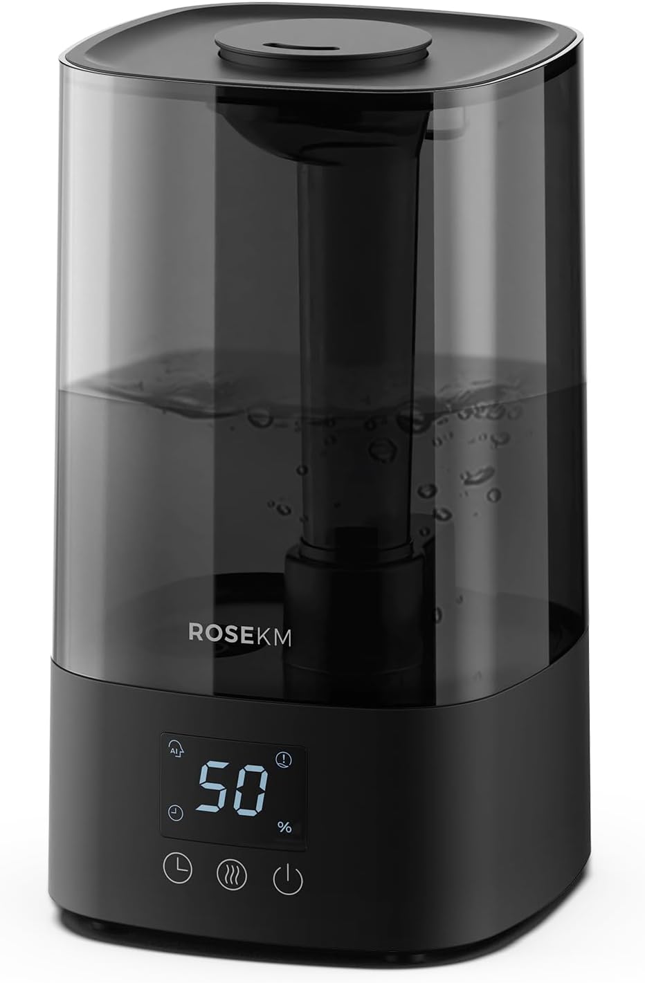 ROSEKM Humidifiers for Bedroom (1.1L), Small Cool Mist Humidifier for Home Plant and Baby Nursery, Quiet Ultrasonic Humidifier with 360° Nozzle, Auto Shut-Off, Filterless, Black