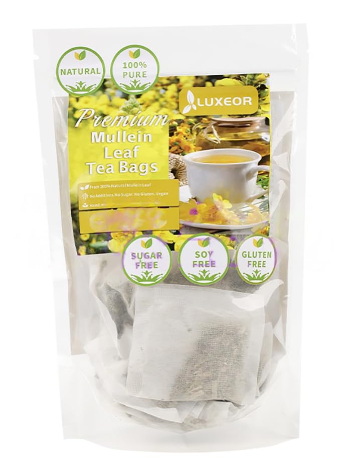 Kuting MULLEIN LEAF TEA Bags, 100% Natural Tea, Sugar Free, Gluten Free, Soy Free, Non-GMO, 60 Count Round Eco-Conscious Teabags