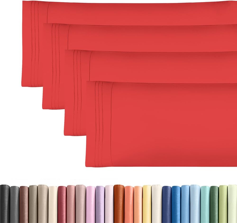 Standard Pillow Cases Set of 10 - Ultra Soft Hotel Quality Pillowcase Covers - Comfy, Cozy & Wrinkle Free - Shrink, Stain and Fade Resistant - Machine Washable Pillow Protectors - 10 Pcs Set - White - Colors B