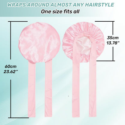 VECIIR Silk Bonnet for Sleeping Women, Ajustable Hair Bonnet for Curly Hairs Satin Bonnet Reduce Friction Prevent Frizz Black，Large