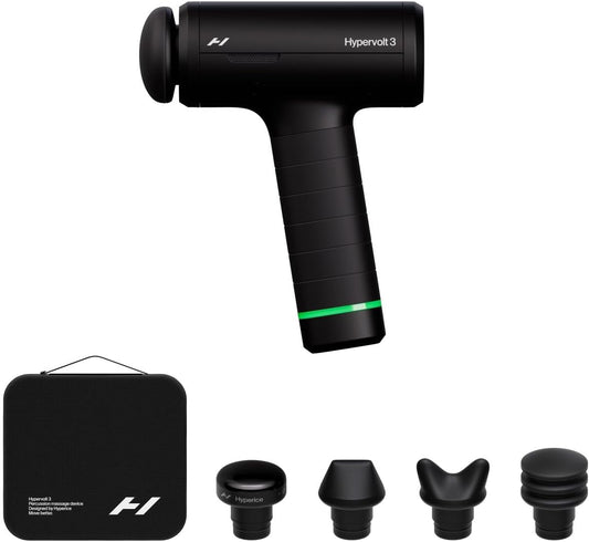 Hyperice Hypervolt 3 – QuietGlide Technology Handheld Percussion Massage Gun | 5 Speeds, 5 Interchangeable Heads | Helps Relieve Sore Muscles, Improve Mobility and Speed Up Recovery