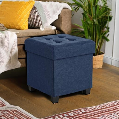 SONGMICS Storage Ottoman, Small Ottoman Foot Rest with Legs, 12.6 x 15.7 x 13.2 Inches Foot Stool, Load up to 660 lb, for Living Room, Bedroom, Dorm, Slate Gray ULSF012G01