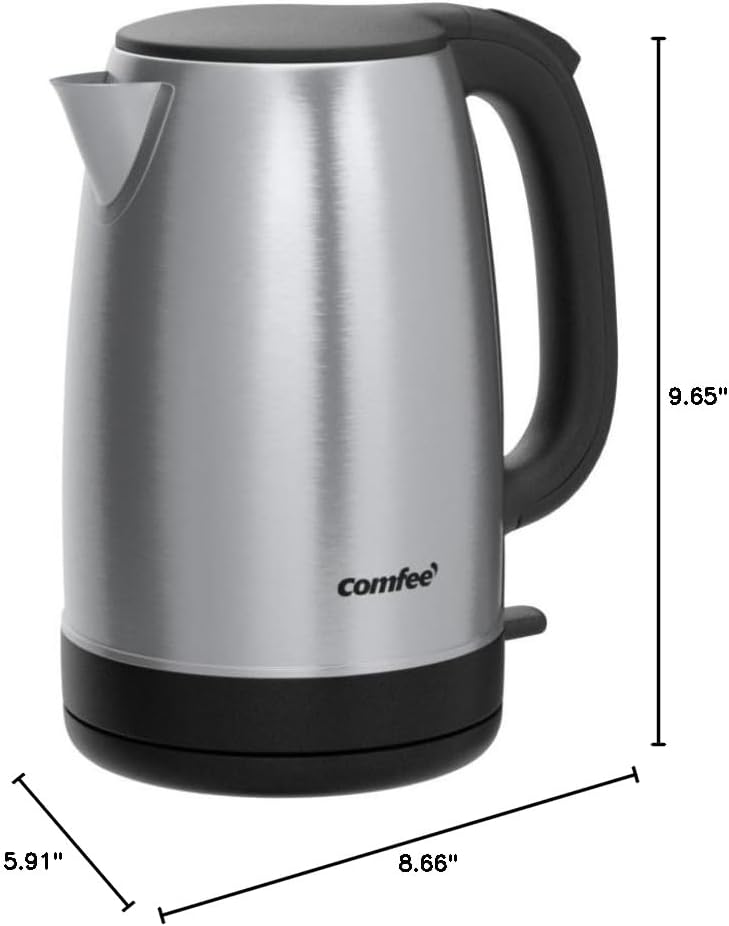COMFEE' 1.7L Glass Tea Kettle and Kettle Water Boiler - Electric Kettle Temperature Control with 6 Presets, 2-Hr Keep Warm, Fast Heating, 304 Stainless Steel, Auto-Off and Boil-Dry Protection